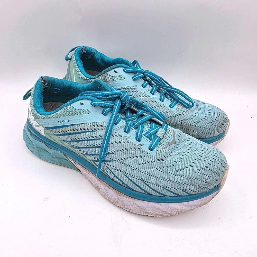 Hoka One One Arahi 4 Blue Aqua Running Shoes Womens Size 7 ASCS
